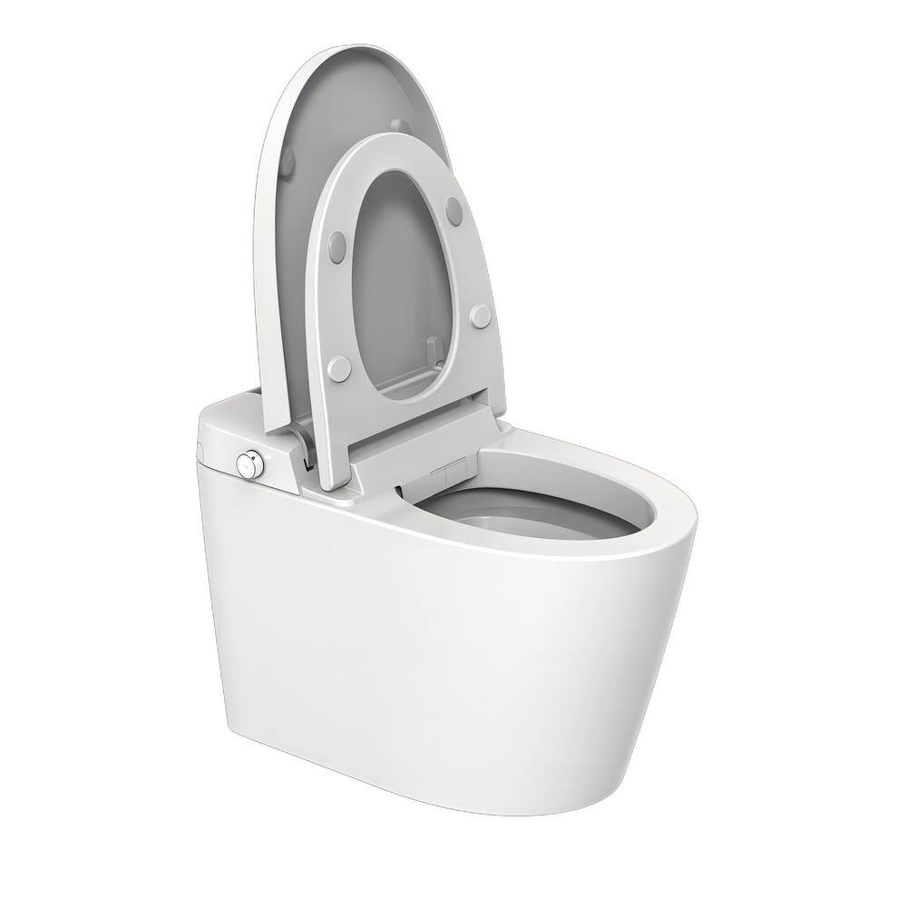 Aoibox 12 in. Rough-In 1-Piece 1.061.27 GPF Single Flush Elongated Smart Toilet in White Seat Included SNMX4246