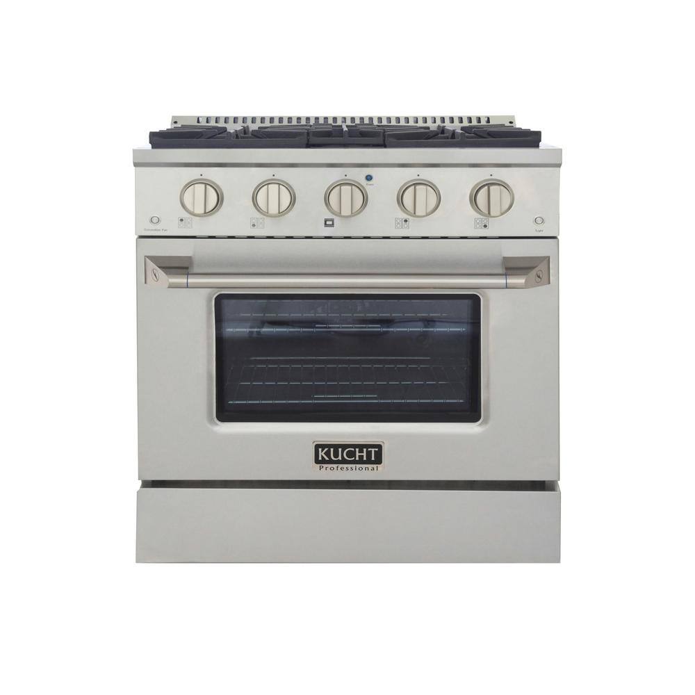 Kucht 30 in. 4.2 cu. ft. Dual Fuel Range with Gas Stove and Electric Oven with Convection Oven in. Stainless Steel KDF302-S