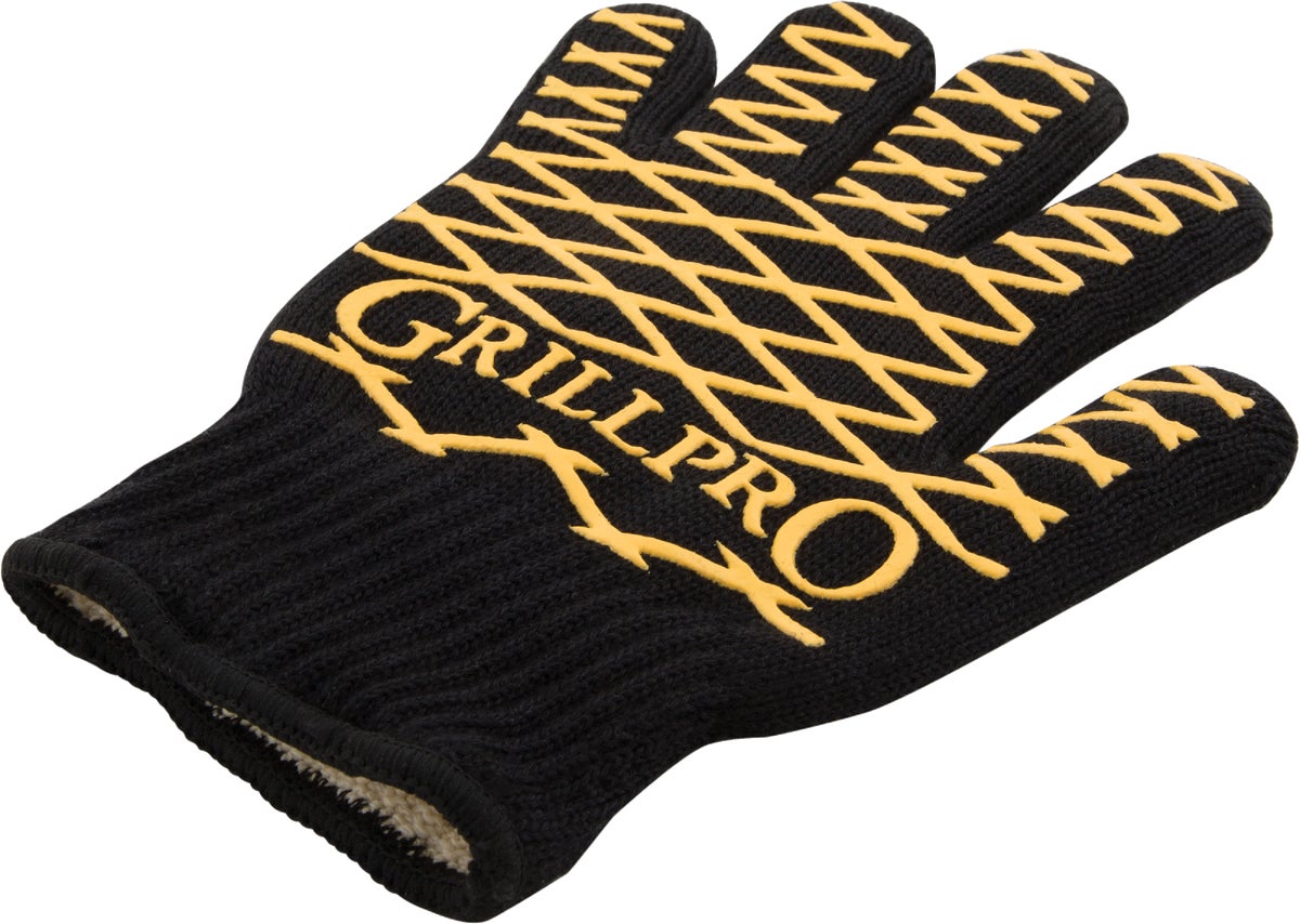 GrillPro Heat Resistant Barbeque Mitt 1 Size Fits Most Black Yellow