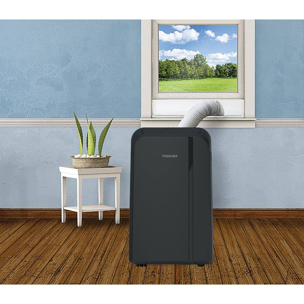 Toshiba 13500 BTU (10000 BTU DOE) 115-Volt Wi-Fi Portable Air Conditioner with Dehumidifier and Remote for up to 450 sf Black RAC-PD1414CWRU