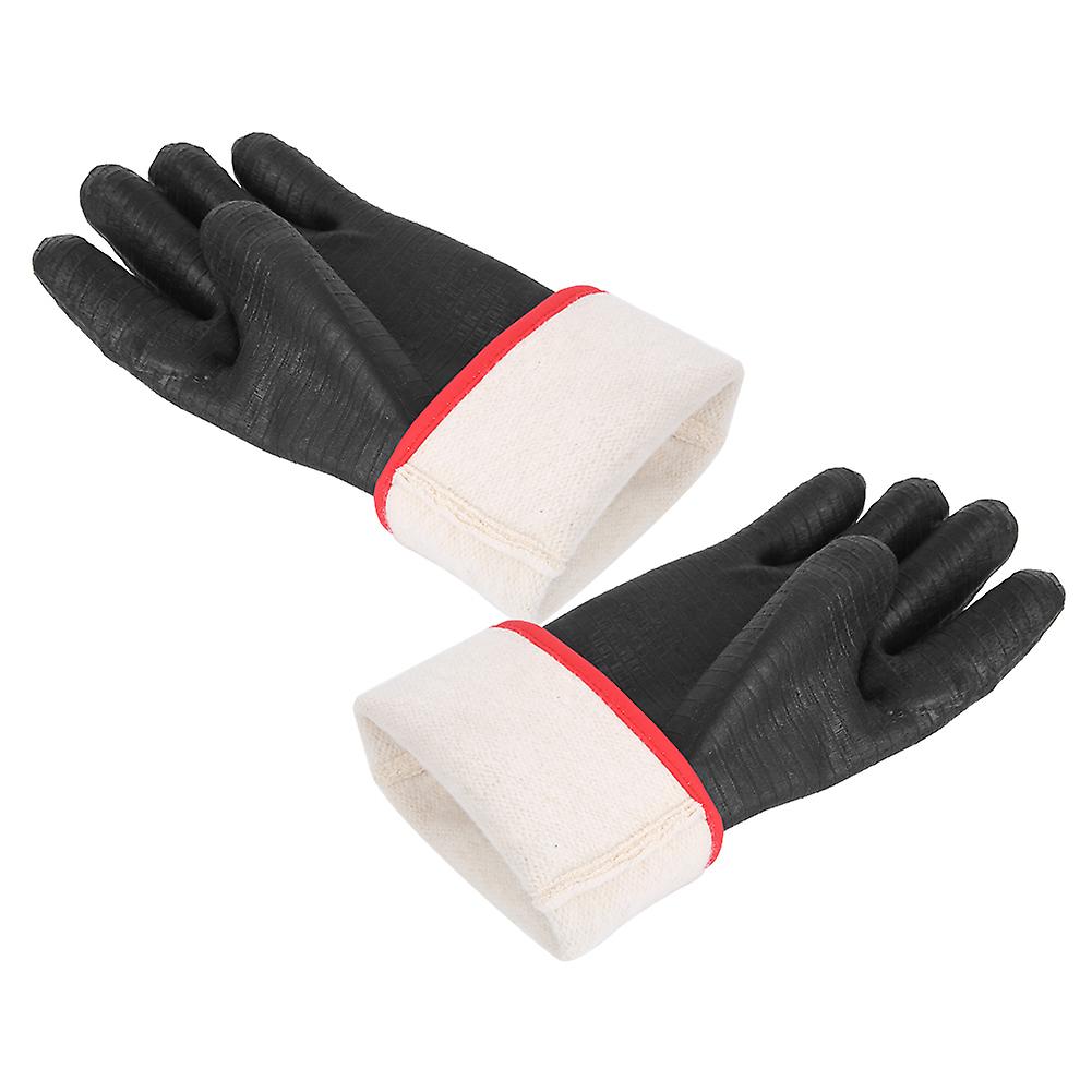 A Pair Heavy Type Neoprene Black High Temperature Resistance Heatproof Barbecue Thermal Insulation Gloves14 Inch Black