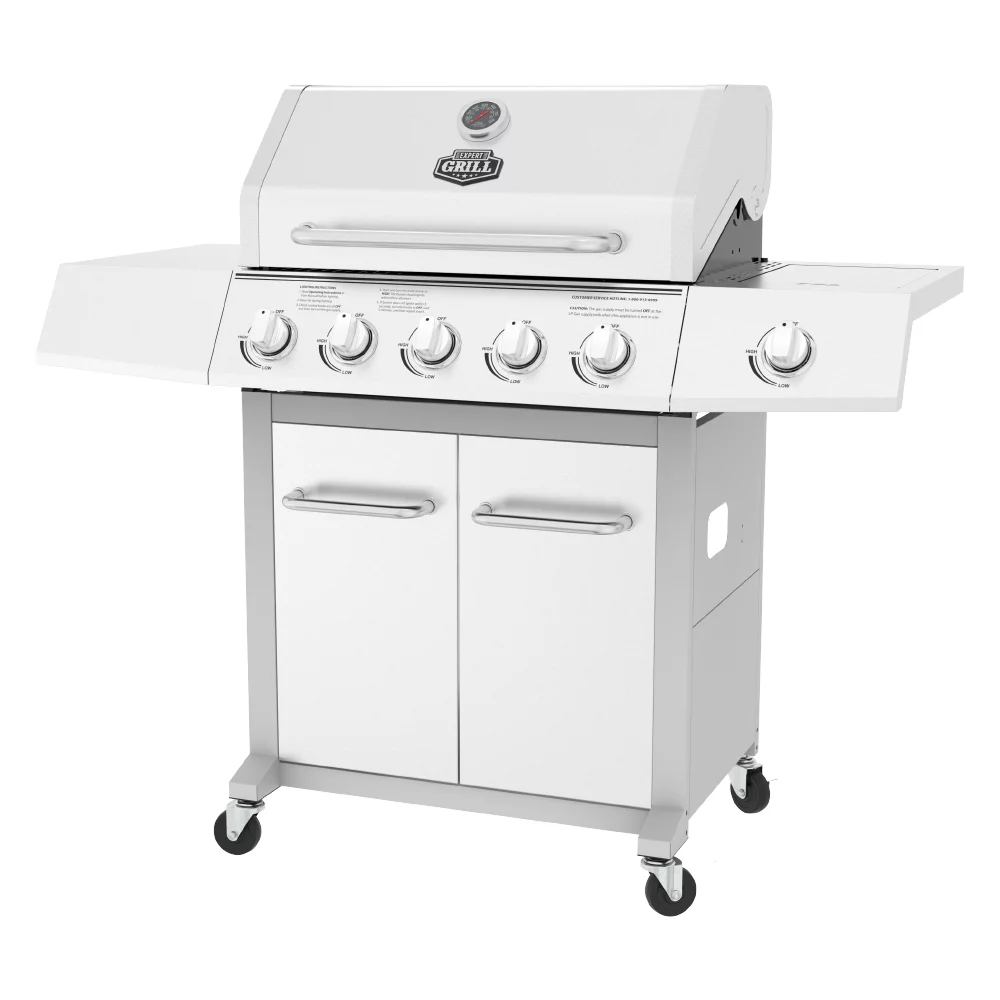 Expert Grill 5 Burner Propane Gas Grill with Side Burner， 62，000 BTUs， 651 Sq. In. Total Cooking Area， Stainless Steel