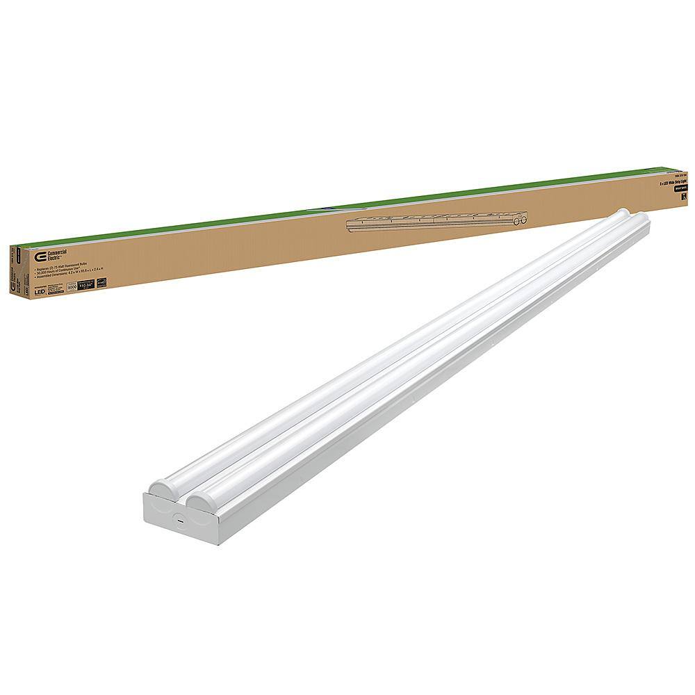 Commercial Electric 8 ft. 450-Watt Equivalent Integrated LED White Strip Light Fixture 4000K High Output 9000 Lumens (8-Pack) 54599191-A-8PK