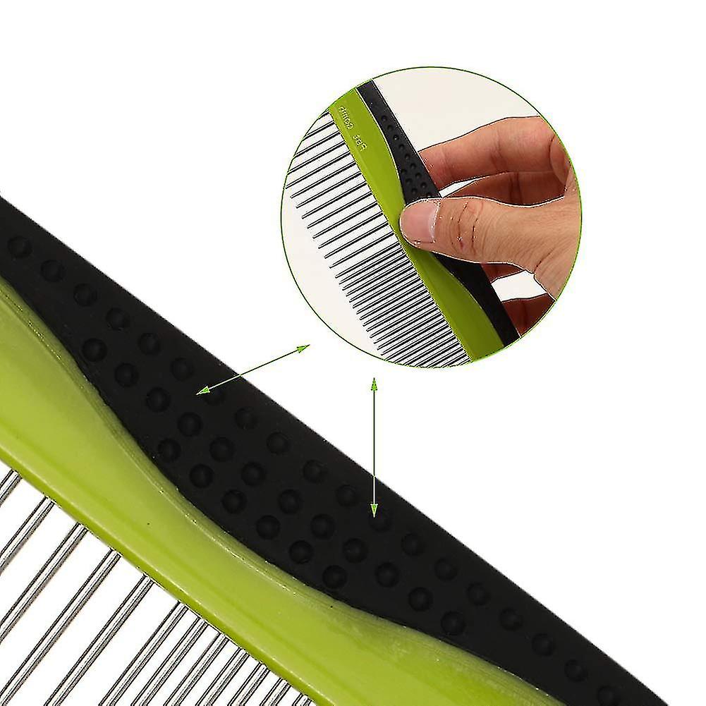 Pet Grooming Comb Stainless Steel Rounded Teeth Rubber Handle For  Dogs Removes Loose Undercoat