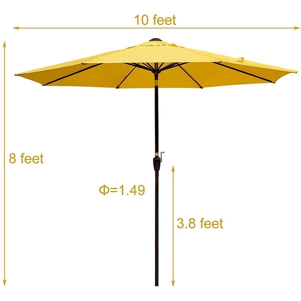 10FT Patio Umbrella Table Market Umbrella with Push Button Tilt， Polyester Canopy Shade - Overstock - 34180980