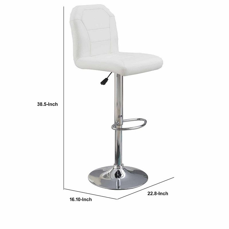 Judy 25-29 Inch Modern Bar Stool， Faux Leather Swivel Seat， Metal， White