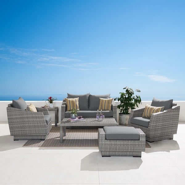 Cannes 6 Piece Sunbrella Outdoor Patio Love and Club Seating Set