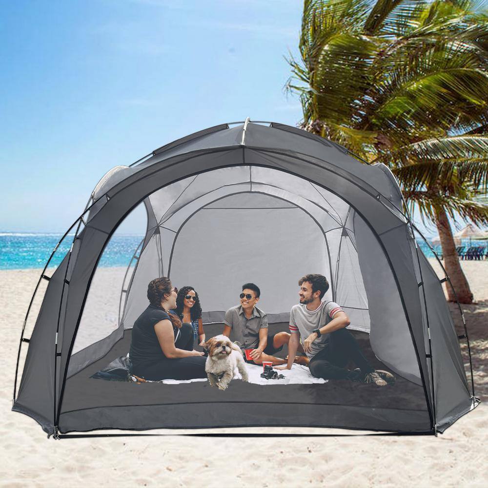 BTMWAY 12 ft. x 12 ft. 4-6-Person Portable Camping Tent with Side Wall UPF 50+ Pop-Up Beach Tent Sun Shelter CXXGY-GI70355W1212-Tent01