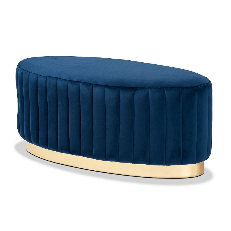 Baxton Studio Kirana Channel Tufting Ottoman