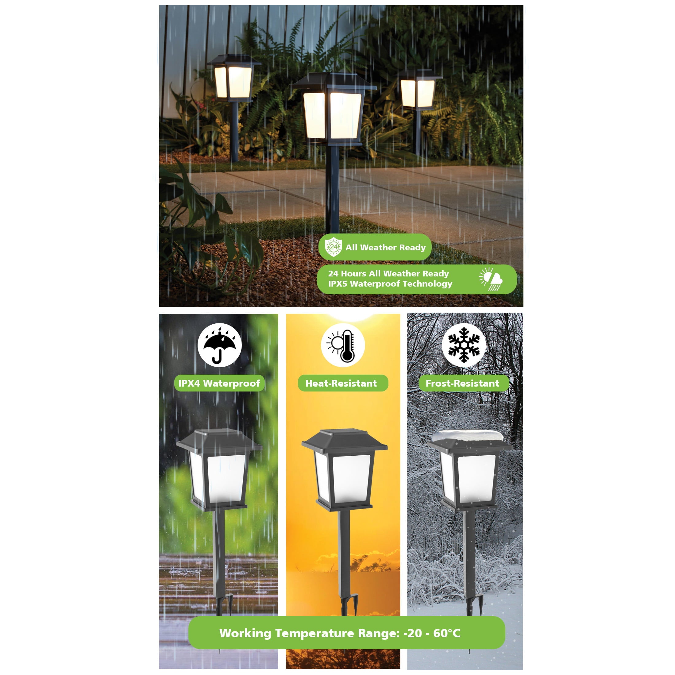 Better Homes & Gardens Solar Powered Square Matte Black Metal LED Landscape Pathway Light, 30 Lumens, (2 Count)