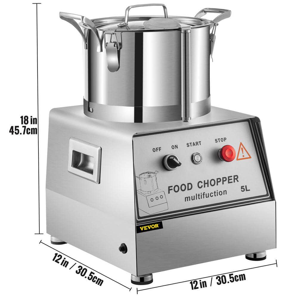 VEVOR 25Cup Silver Capacity Commercial Food Processor Electric Food Cutter 1400 RPM Stainless Steel Grain Mill