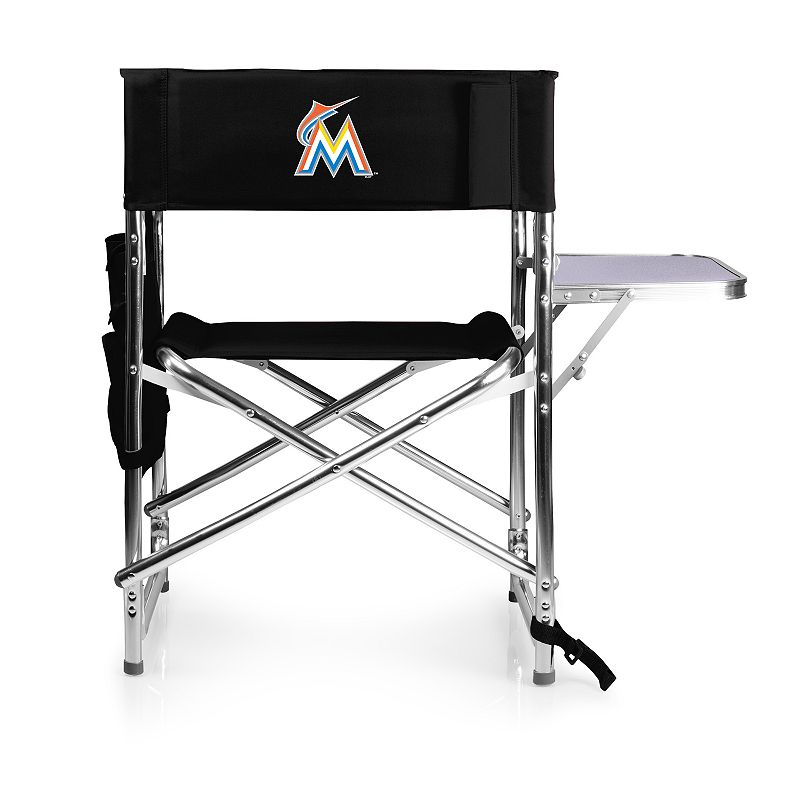 Picnic Time Miami Marlins Sports Side Table Chair