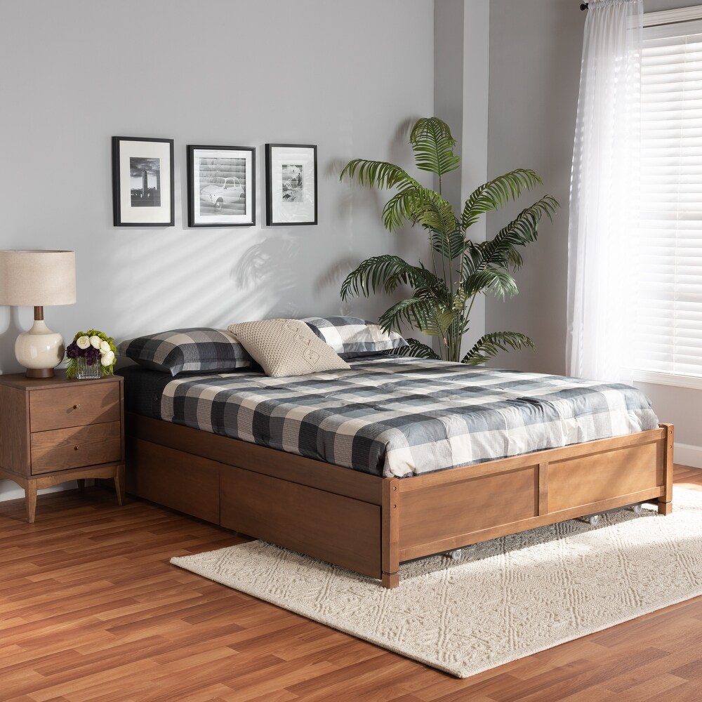 Yara Modern   Contemporary 4 Drawer Wood Storage Bed Frame(Platform)