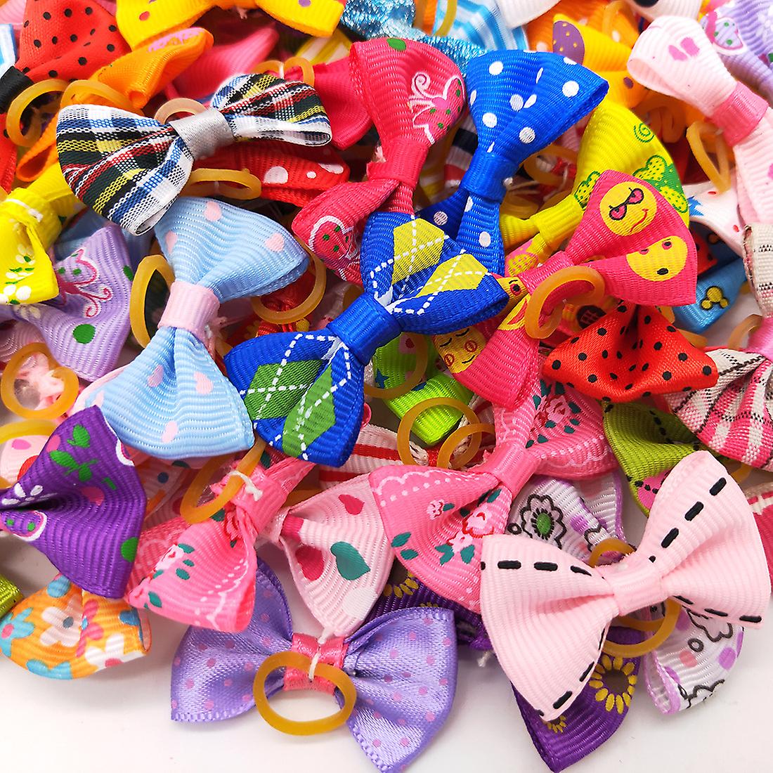 10 Pcs Dog Small Hair Bows With Rubber Bands-pet Hair Accessories For Girl Puppy Small Dogs (rubber Band)