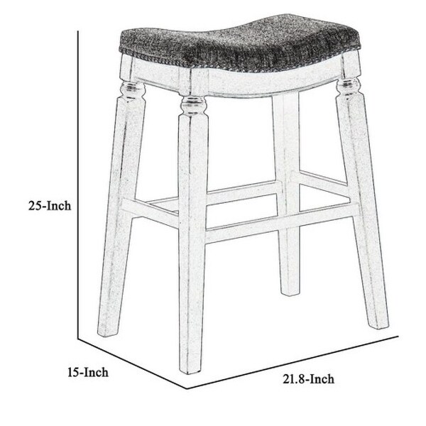 Nailhead Fabric Upholstered Counter Stool with Saddle Seat， Set of 2， Gray