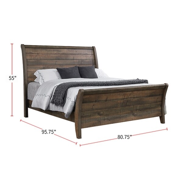 Wooden Eastern King Bedroom Set in Weathered Oak - - 36135652