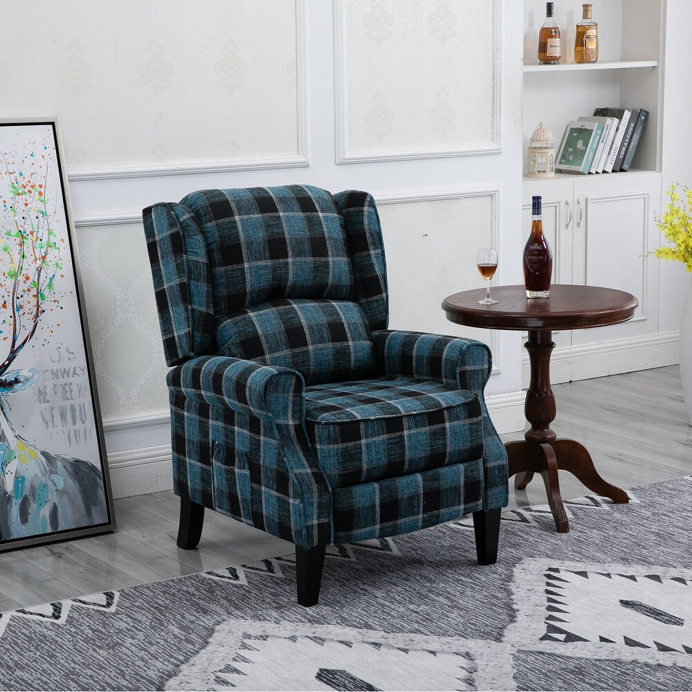 Blue Check Vintage Recliner Chair Leisure Chair Armchair Sofa