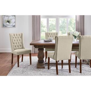 Home Decorators Collection Dorbrook Diamond-Tufted Upholstered Dining Chairs in Oatmeal Beige (Set of 2) PJC674-PJ223