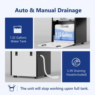 Yaufey 155-Pint Industrial Dehumidifier with Intelligent Drying for Warehouses Basements up to 8000 sq ft White HDCX-DP600C