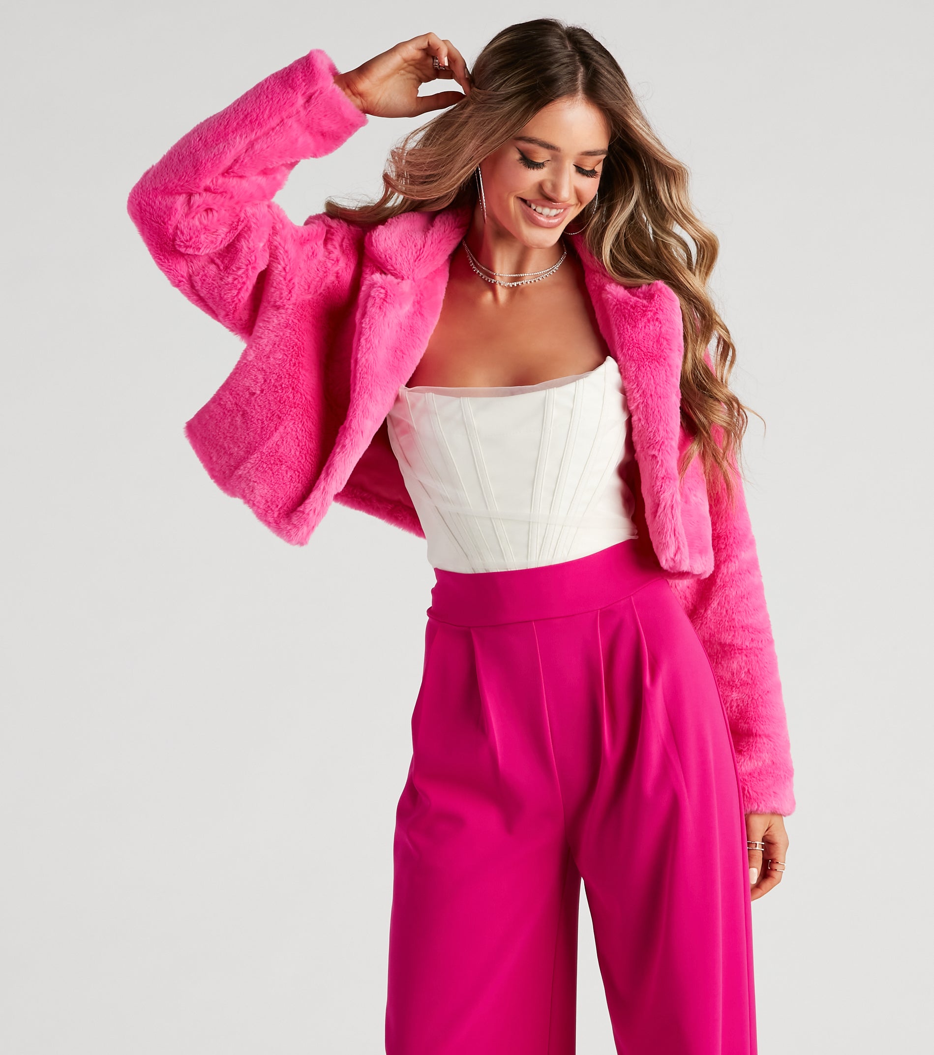 So Fluffy Faux Fur Crop Blazer