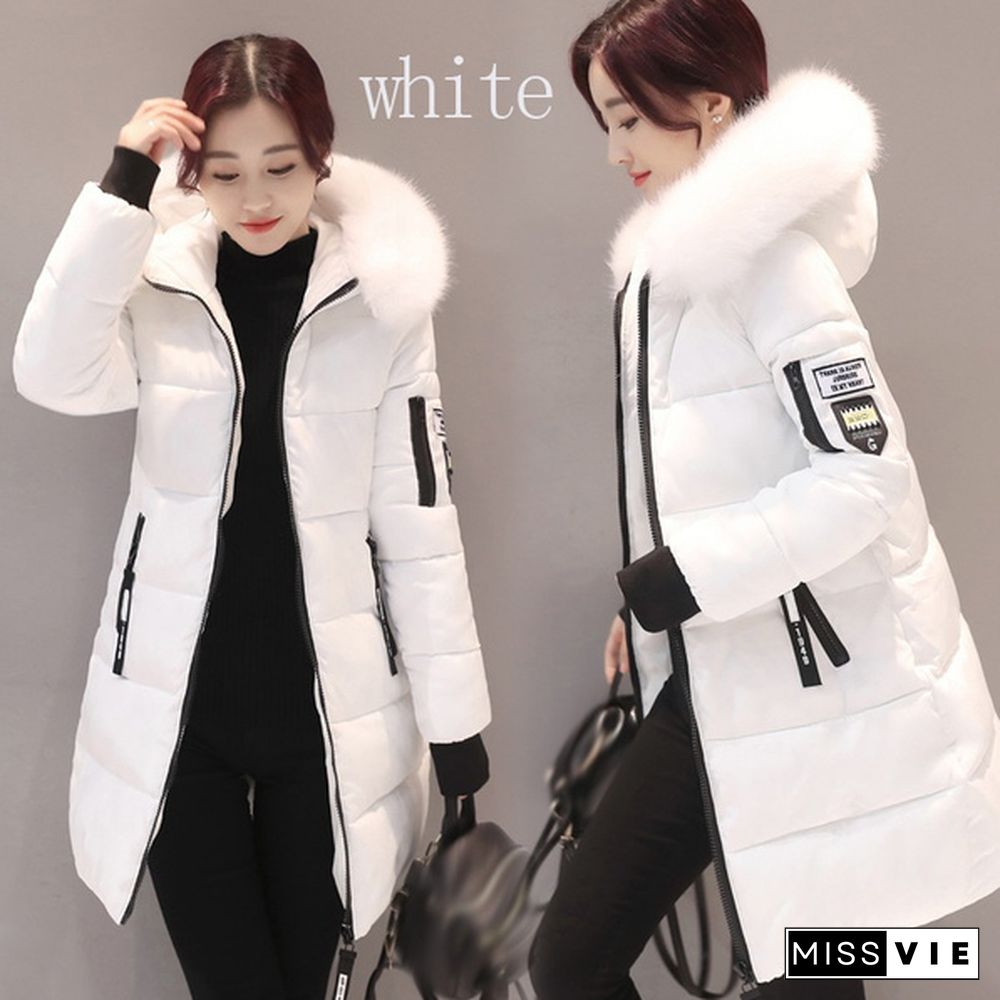 Women's Fashion Winter Long Coat Parka Jacket Winter Warm Down Coat Puffer Fur Collar Jacket Outerwear