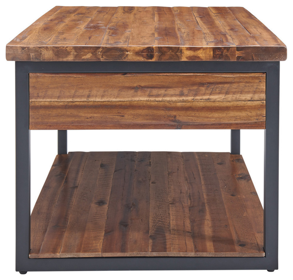 Claremont Rustic Wood Set  Coffee Table and End Table  Drawer   Industrial   Coffee Table Sets   by Bolton Furniture  Inc.  Houzz