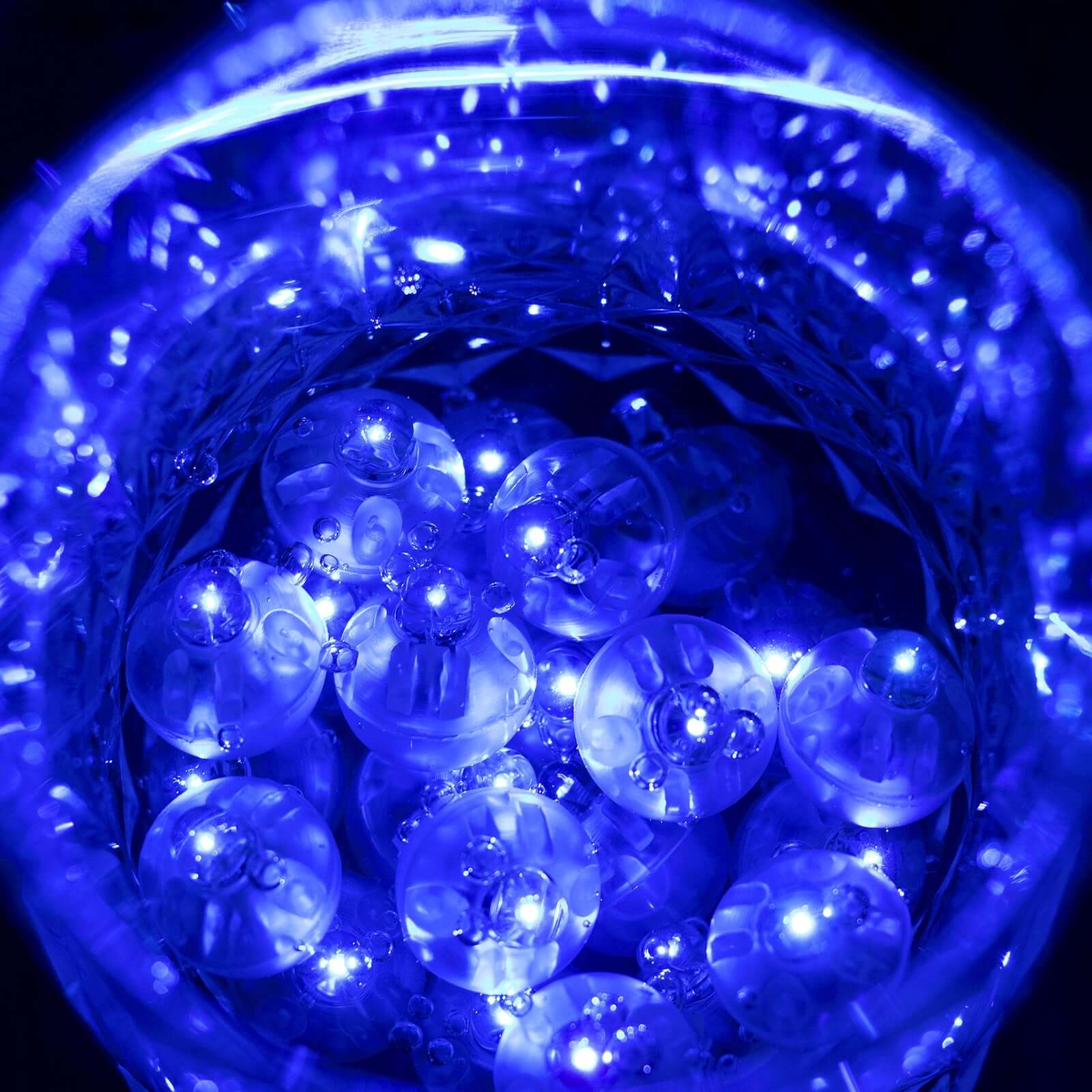 50 Pack Light Blue Round LED Balloon Lights, Waterproof Battery Operated Mini LED Balls - 0.5