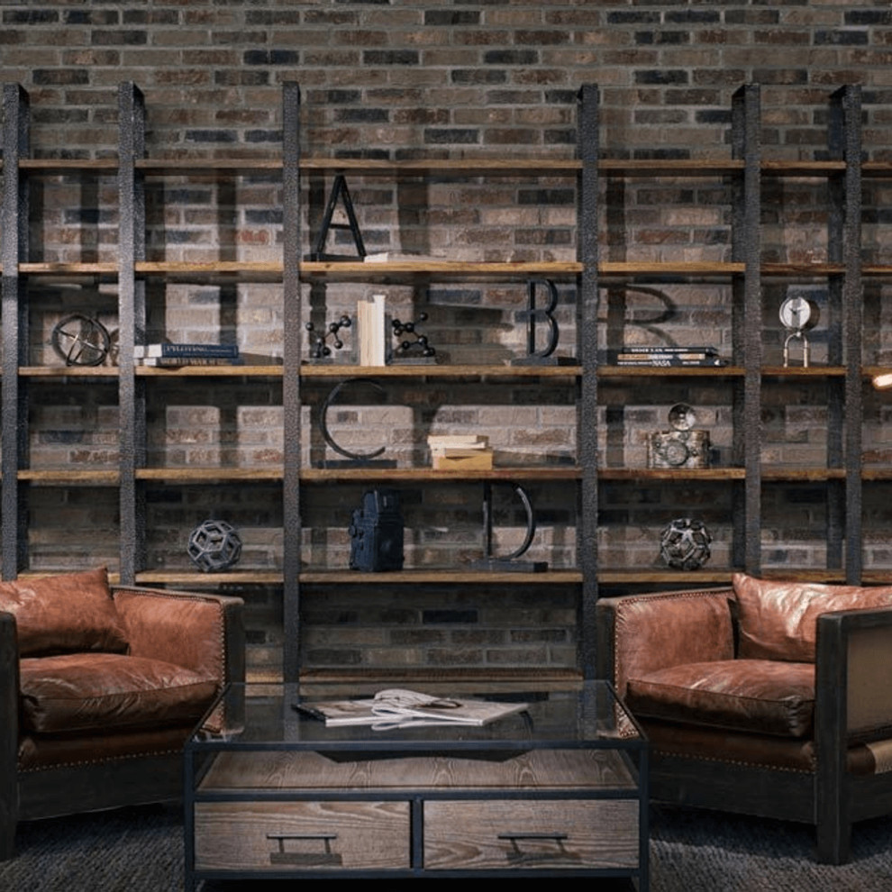 Black Iron Framed Curved Wooden Shelving Unit   Industrial   Bookcases   by HomeRoots  Houzz