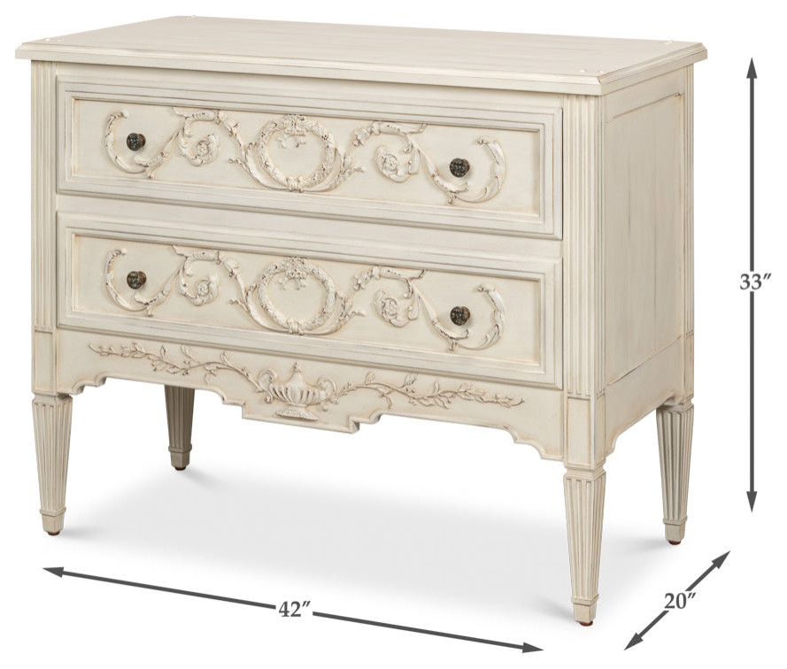 Antoinette Chest Of 2 Drawers Distressed White   Traditional   Accent Chests And Cabinets   by Sideboards and Things  Houzz