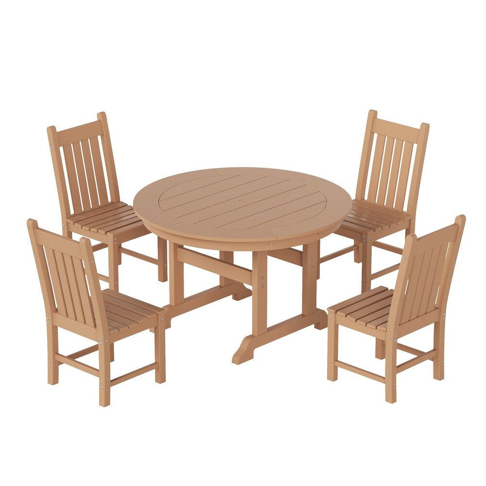 Laguna 5 Piece Round Poly Eco Friendly  Weather Outdoor Dining Set