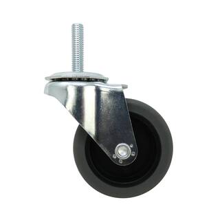 Everbilt 3 in. Gray Rubber Like TPR and Steel Swivel Threaded Stem Caster with Locking Brake and 175 lb. Load Rating 4031346EB