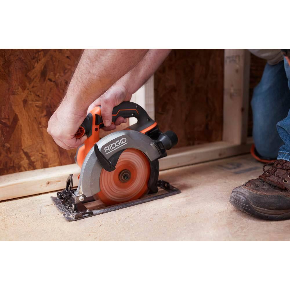 RIDGID 18V Cordless 6-12 in. Circular Saw with 18V Lithium-Ion 4.0 Ah Battery R8655B-AC87004