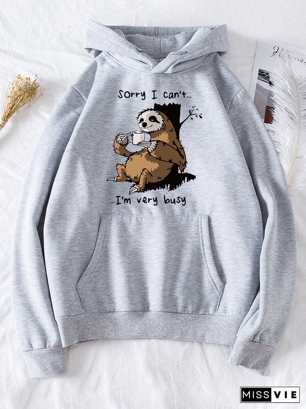 Casual Cartoon Printed Long Sleeve Hoodie With Pocket