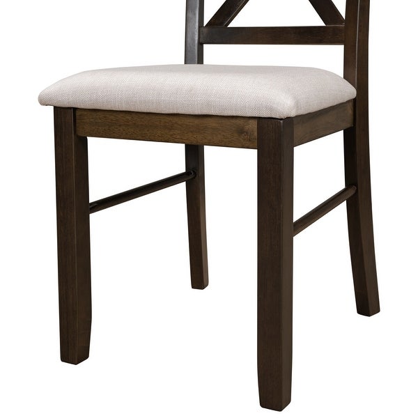 2 Pieces Wood Kitchen Upholstered X-Back Dining Chairs