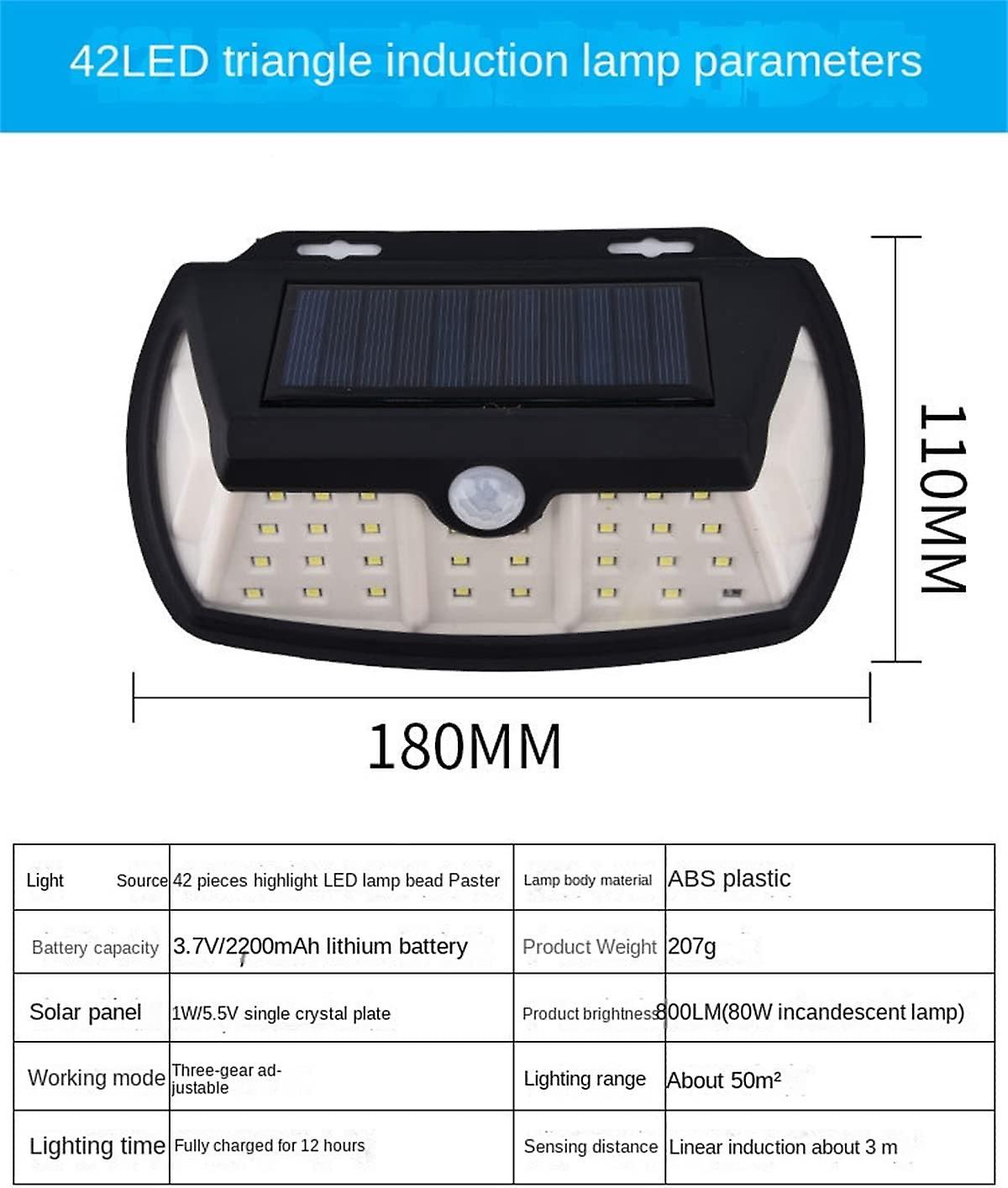 42 Led Solar Wall Lamp With Pir Infrared Motion Detector For Outdoor Use