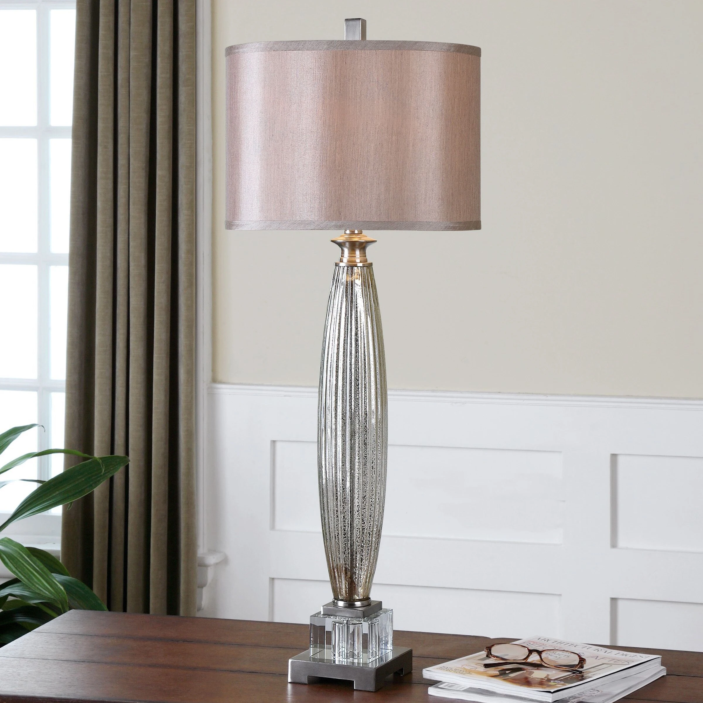 Uttermost Loredo Mottled Grey Glass Table Lamp