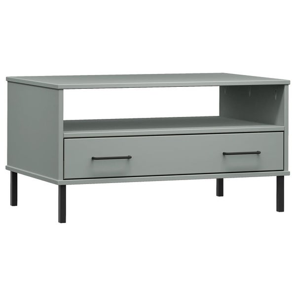 Coffee Table with Metal Legs Gray 33.5