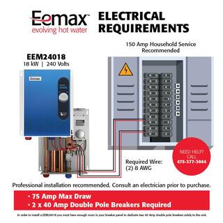 Eemax EEM24018 Tankless Electric Water Heater 18 kW 240 V EEM24018