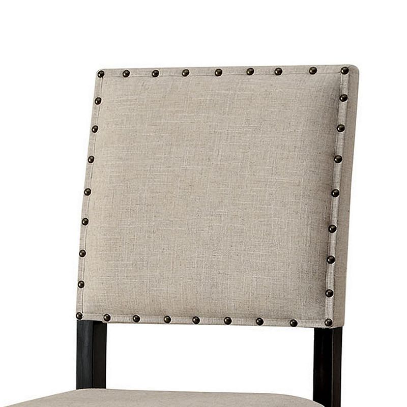 SANIA II Rustic Bar Chair In Ivory Linen， Cream， Set of 2