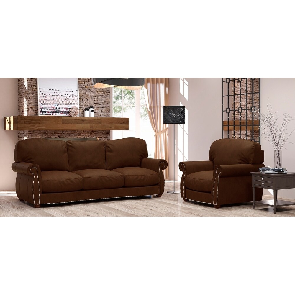 Made to Order Roxton 100% Top Grain Leather Sofa and Chair Set