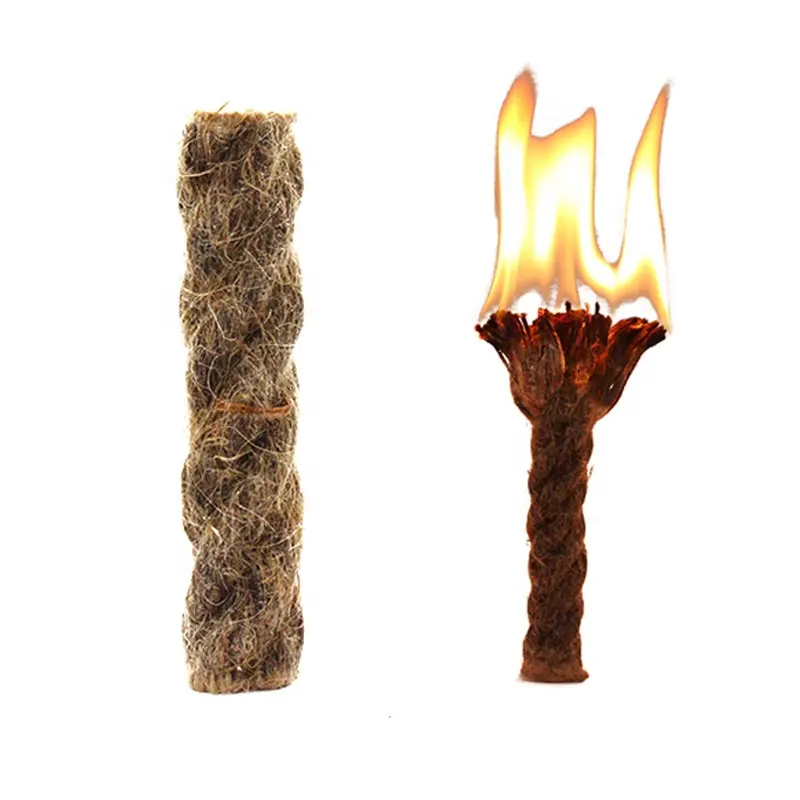 5inch Camping Wax Infused Jute Fire Starter Rope Lighter Hemp Tinder Wick