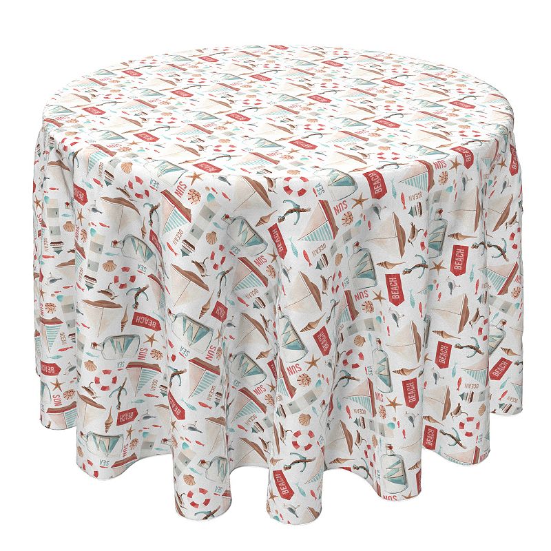 Round Tablecloth， 100% Cotton， 60 Round， Seaside Background