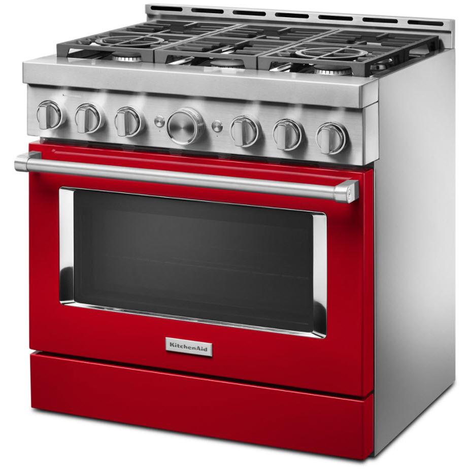 KitchenAid 36-inch Freestanding Gas Range with Even-Heat? True Convection KFGC506JPA