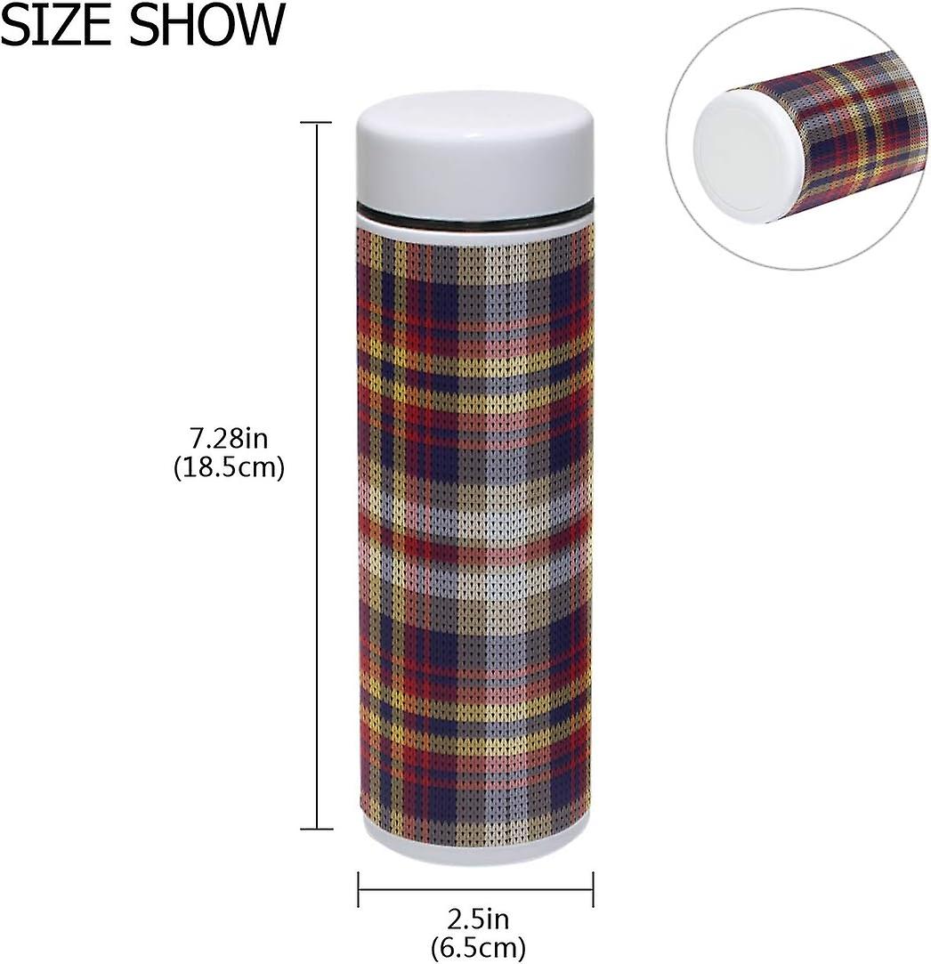 Vacuum Insulated Stainless Steel Water Bottle Knitted Plaid Tartan Thermos Tumblers Portable Hyrdoflask Travel Mug