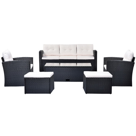 go 6 Piece  Weather Wicker PE Rattan Patio Outd...