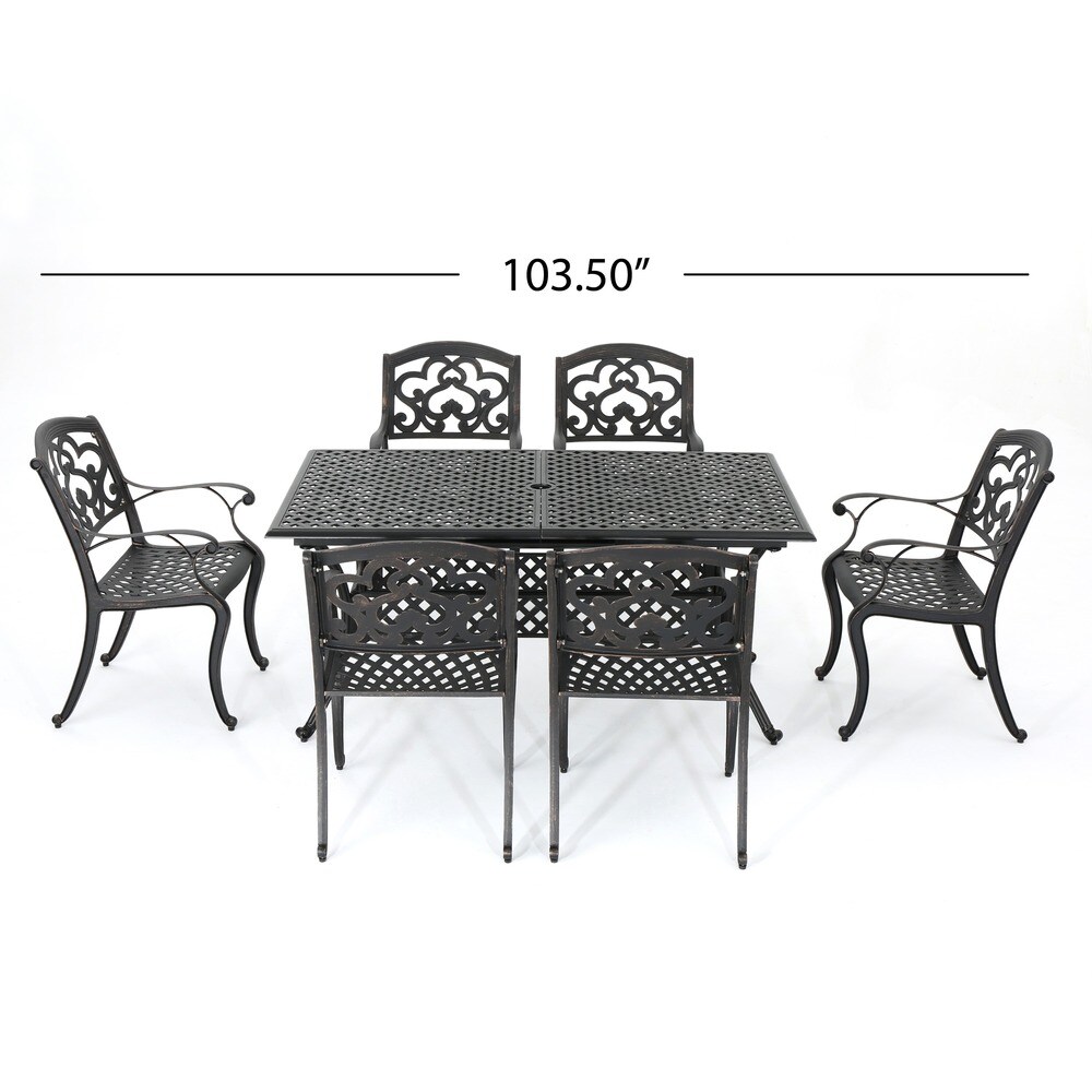 Abigal Outdoor Copper Cast Cast Aluminum Rustic Dining Set by Christopher Knight Home