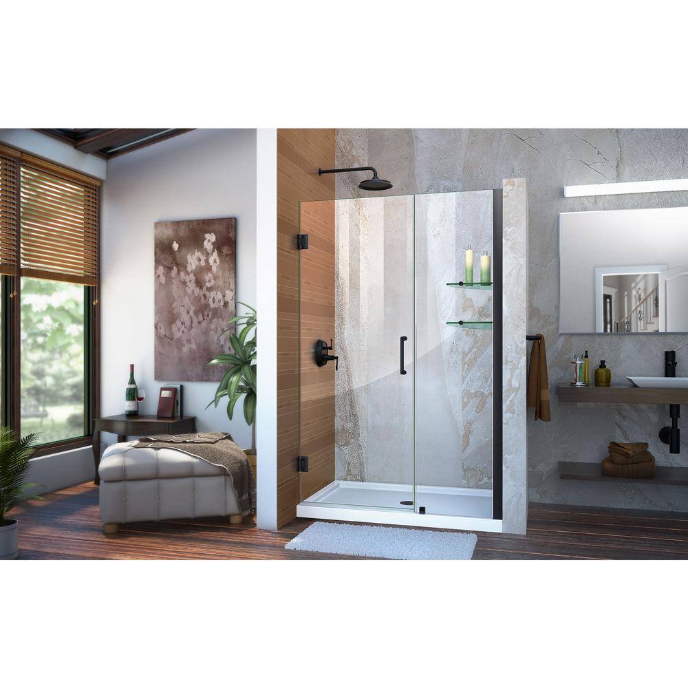 DreamLine Unidoor 46 to 47 in. x 72 in. Frameless Hinged Shower Door in Satin Black SHDR-20467210S-09