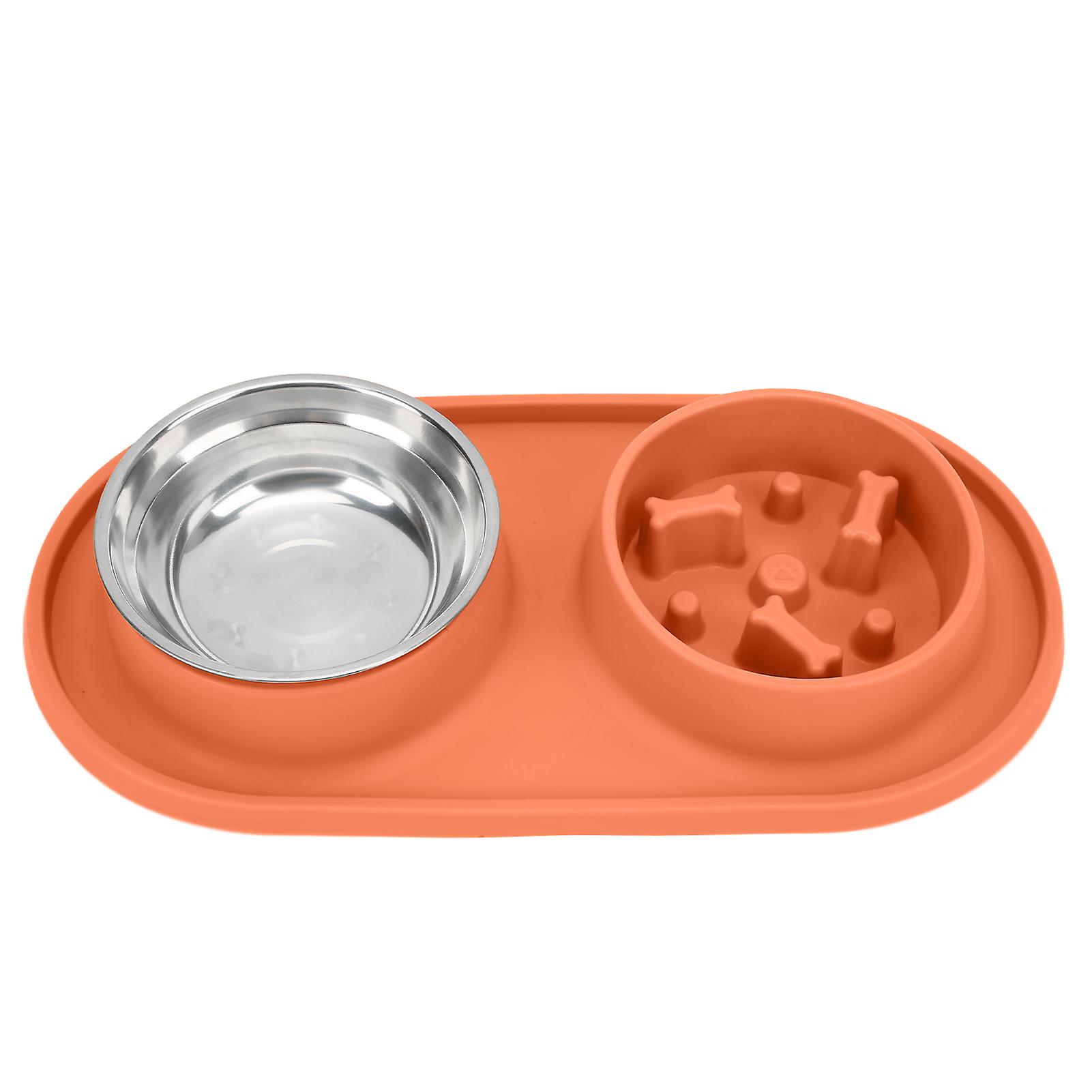 Pet Food And Water Bowls Anti Skid And Removable Double Pet Bowls For Dogs And Catsorange