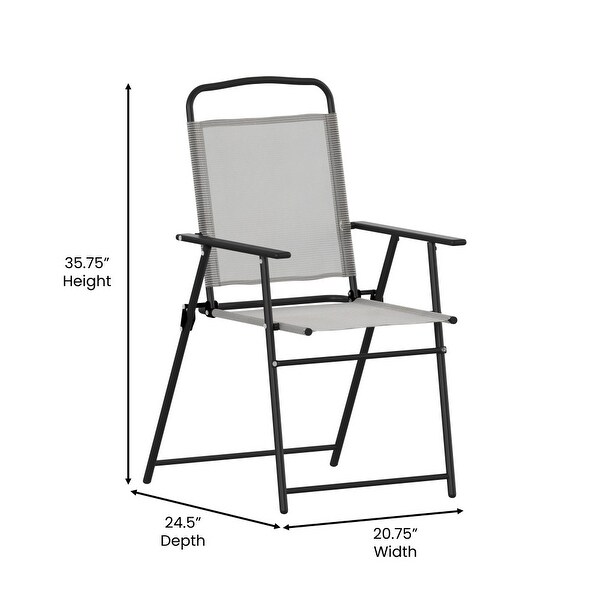 Set of 2 AllWeather Textilene Patio Sling Chairs with Armrests