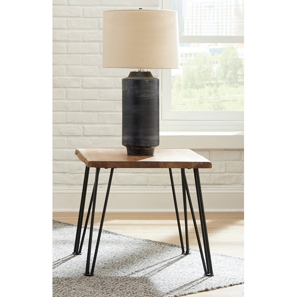 Coaster Furniture Zander Natural and Matte Black End Table with Hairpin Leg